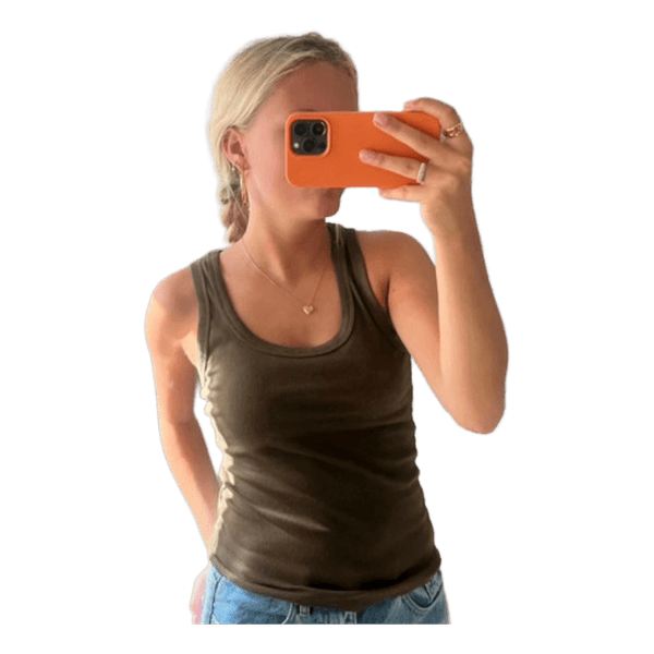 Olivengrøn ribbet tanktop