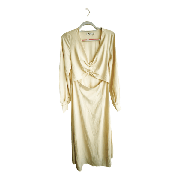 Beige cut-out midi dress