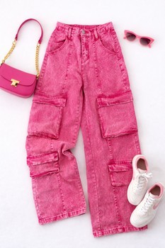 Pink cargo jeans