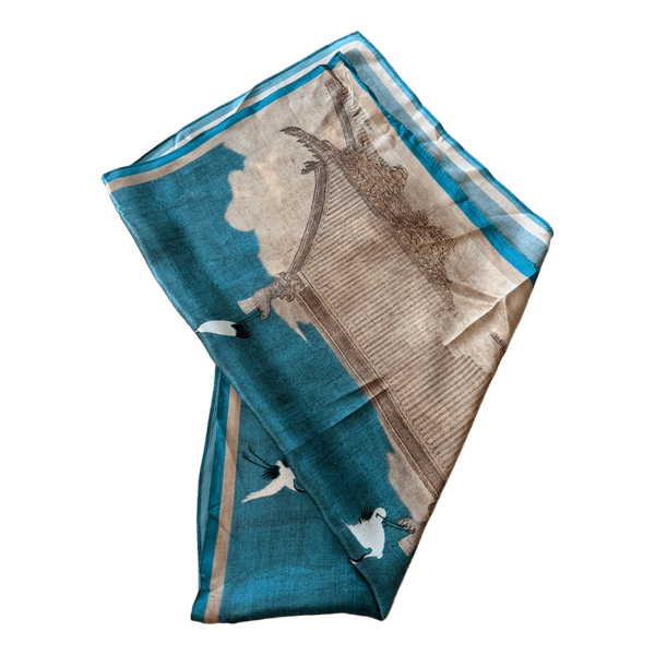 Silk crane print scarf