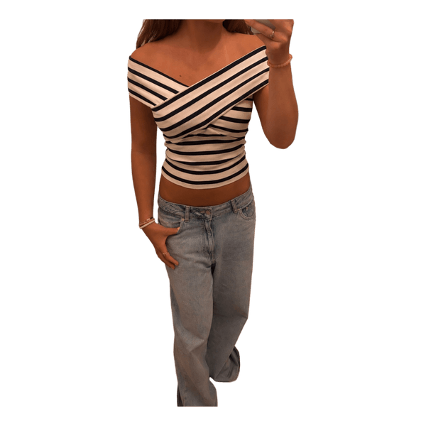 Navy and white striped top