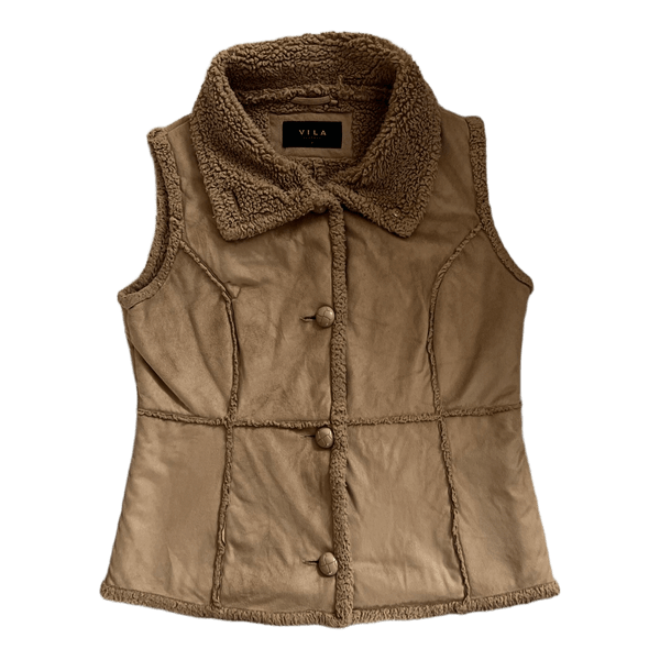 Brown faux shearling vest