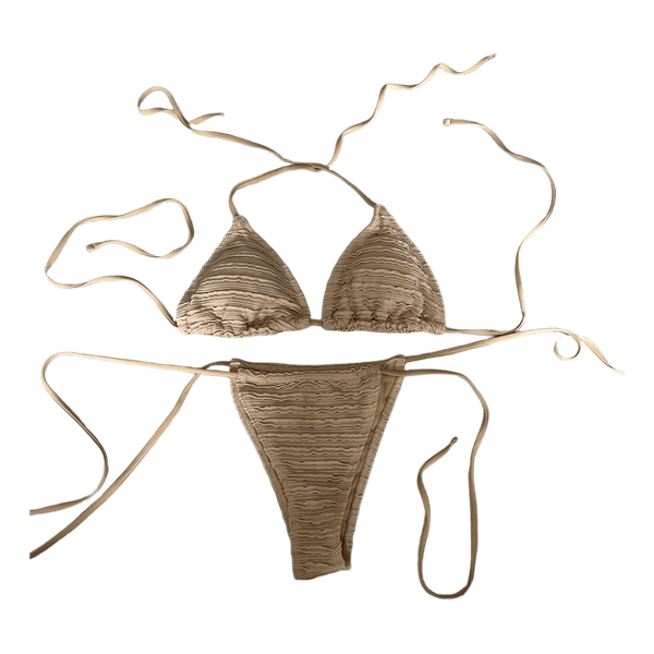 Beige textured bikini set