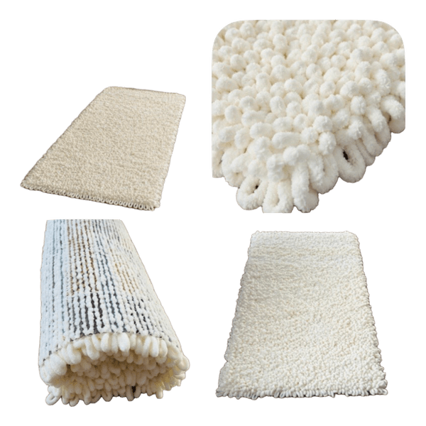 Handmade Cream Fluffy Runner Rug 130 × 70 cm