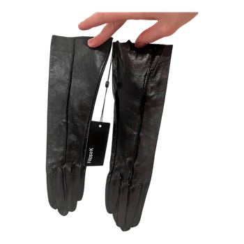 Black leather gloves