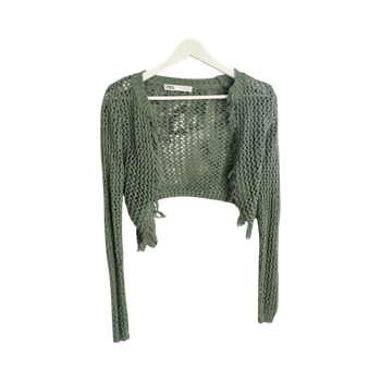 Green crochet cropped sweater