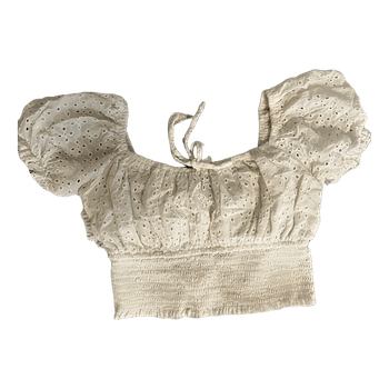 White eyelet crop top