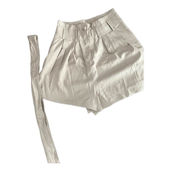 Beige high-waisted shorts
