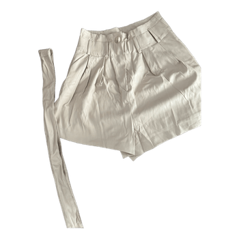 Beige high-waisted shorts