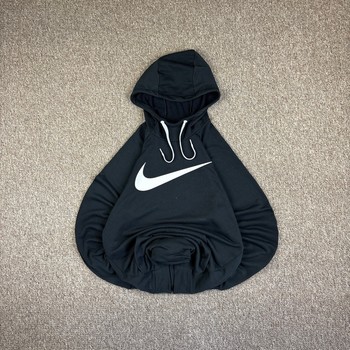 Nike Black Big logo Print Dri-fit Pullover Hoodie Jumper Size M