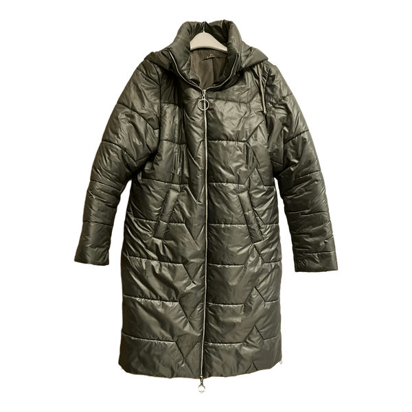 Green quilted puffer coat