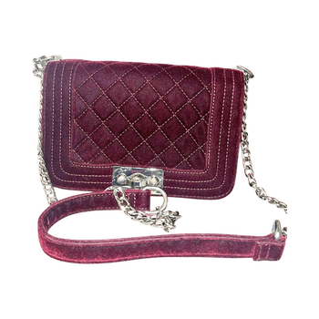Burgundy velvet crossbody bag