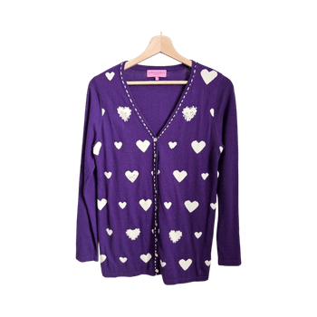 Lawrence Grey women’s cardigan S | Y2K, cute core, heart knit, indie, cozy