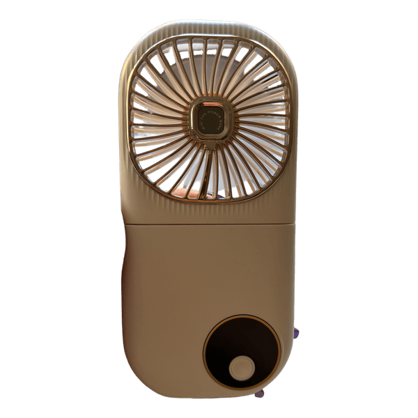 White mini portable fan with phone stand section