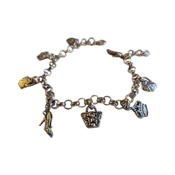 Hopean värinen charm-nilkkakoru