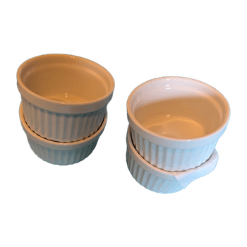 Set of white ceramic ramekins