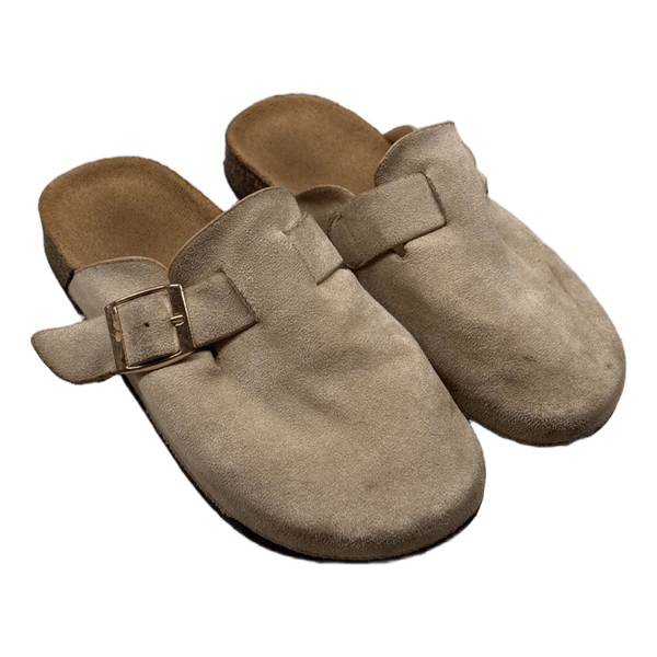 Beige mules med spænde