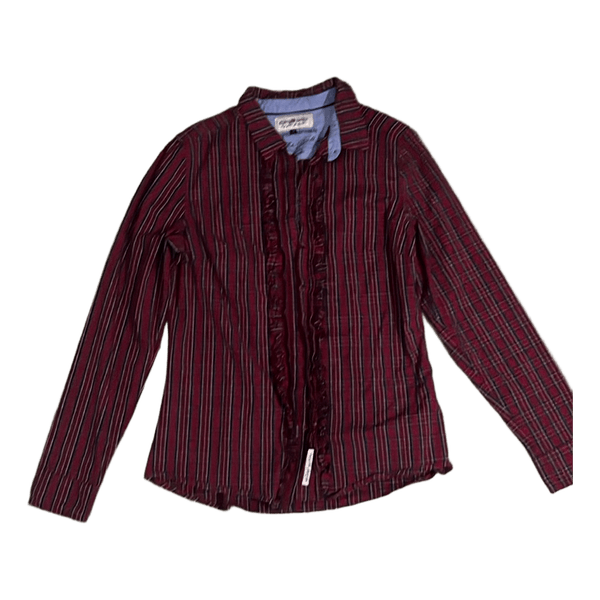 Red plaid ruffled shirt