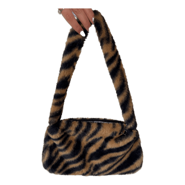 Faux fur tiger print bag