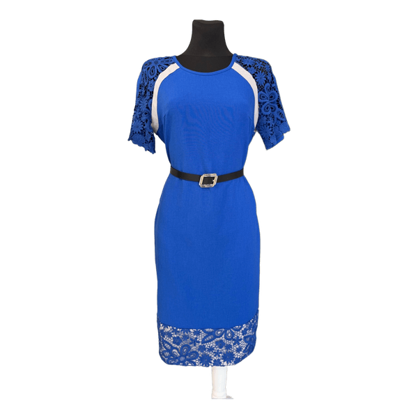 Blue linen lace dress