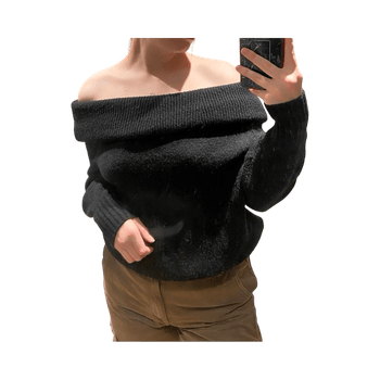 Musta off-shoulder neule