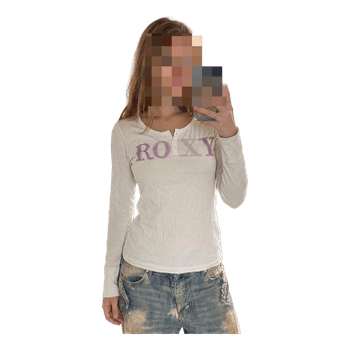 White Roxy long-sleeve top