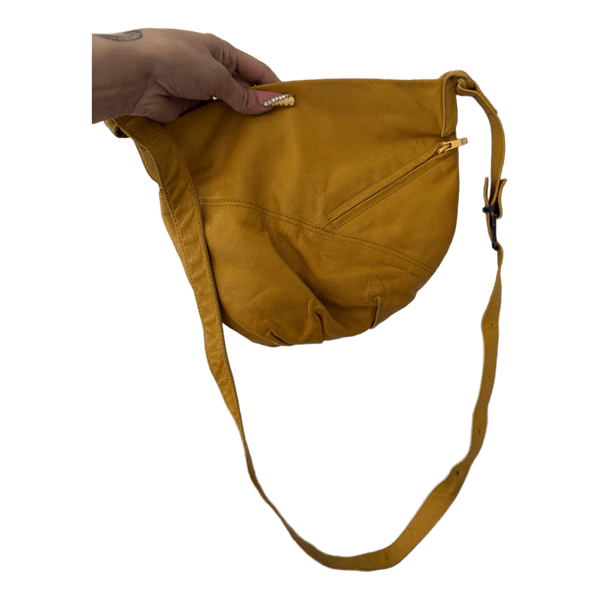 Yellow leather shoulder bag