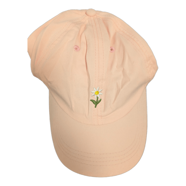 Pink flower embroidery cap