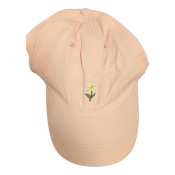 Pink flower embroidery cap