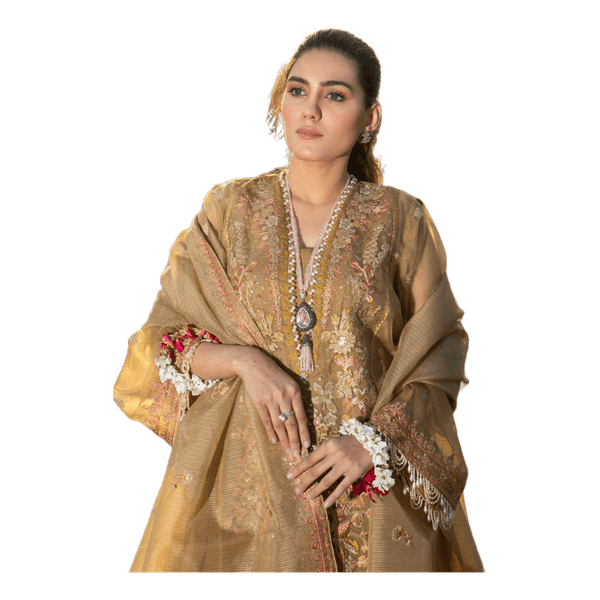 Gold embroidered kurta set three piece set