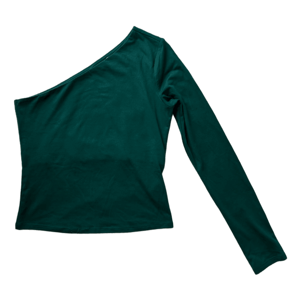 Dark green one-shoulder top