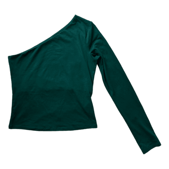 Dark green one-shoulder top