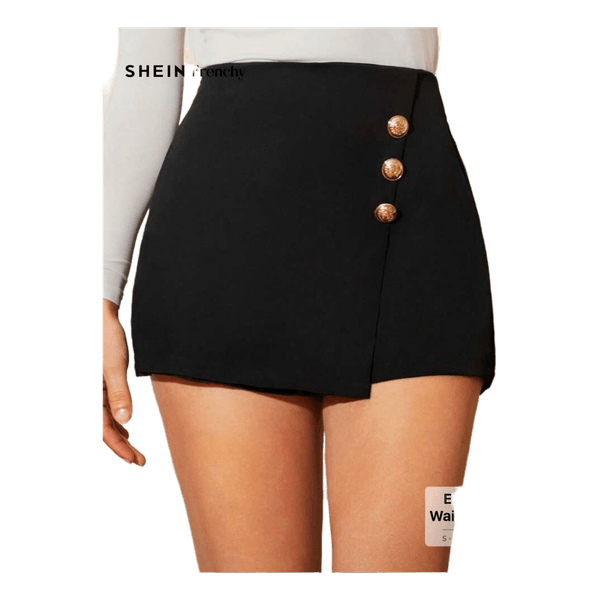 Black button detail skort