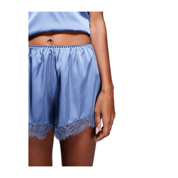 Blue lace trim pyjama shorts