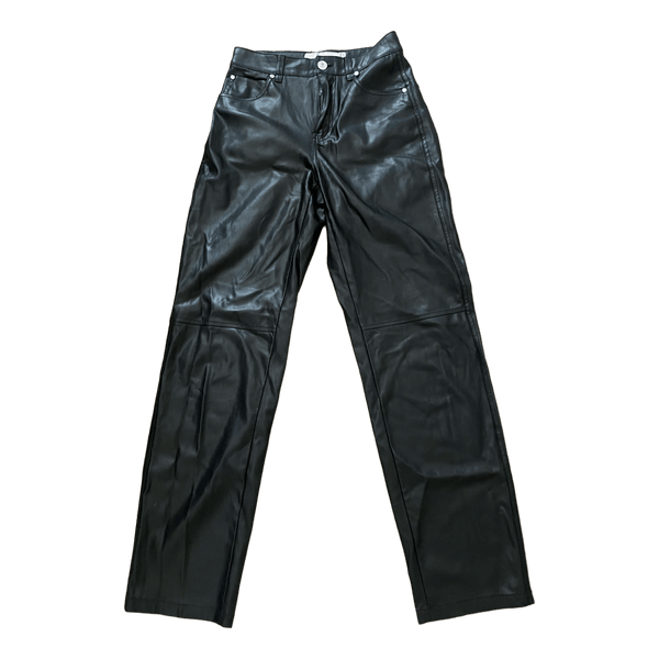 Black faux leather trousers