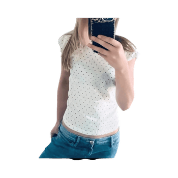 White polka dot top