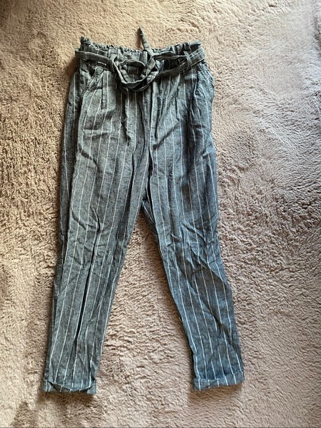 Grey striped trousers