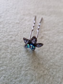 Blue floral hairpin