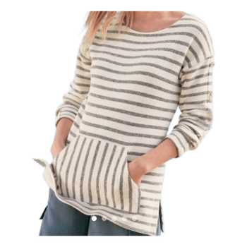 Soft Surroundings Striped Sweatshirt PM Coastal Nautical Casual Chic Button Sleeve Lounge Top