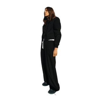 Wide pants double waistband