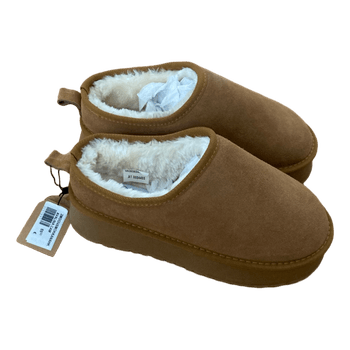 Brown platform slippers