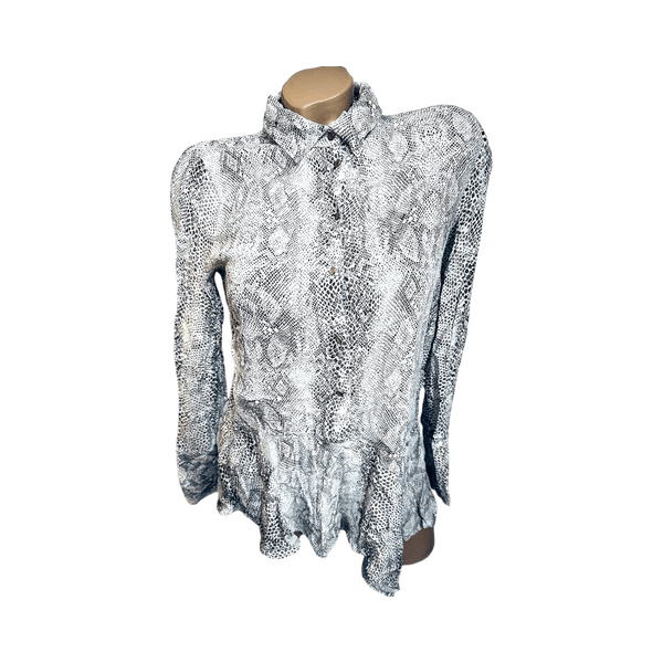 Zara White and brown snake print blouse