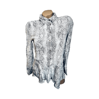 Zara White and brown snake print blouse