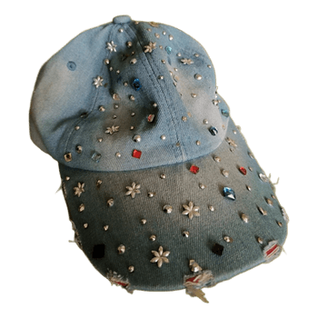 Blue denim embellished cap