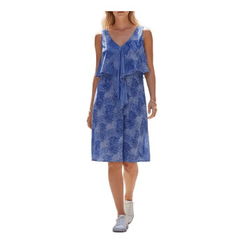 Sininen silkki mekko eläinprintti S