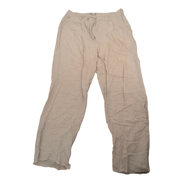 Beige wide leg linen trousers