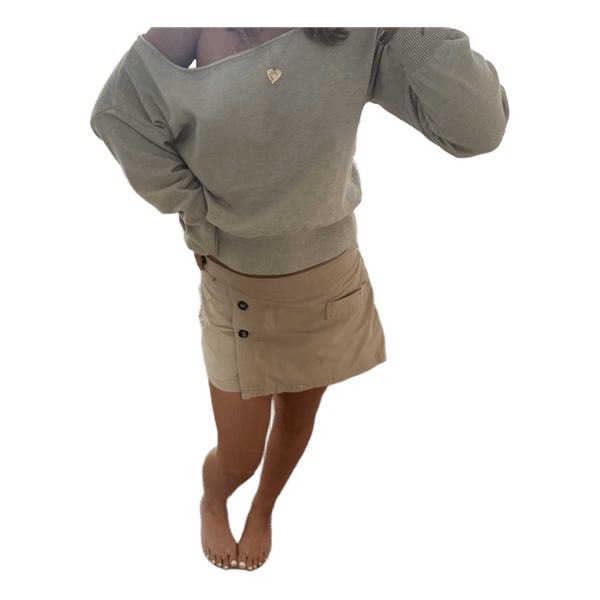 Beige mininederdel med knapper