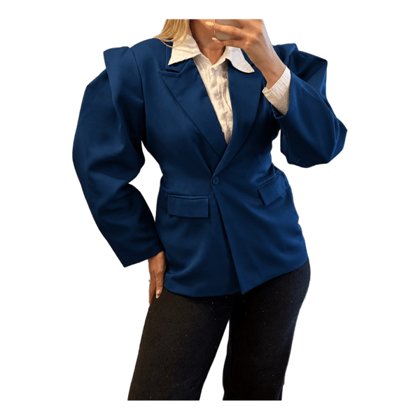 Blue puff sleeve blazer
