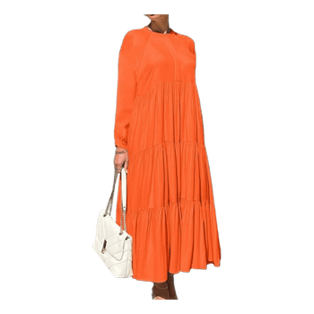Fire & Glory Orange Tiered Maxi Dress 100% Viscose Size L