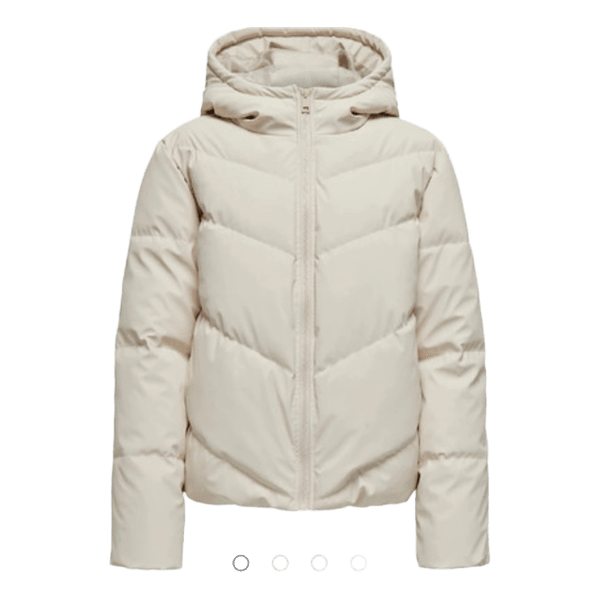 Beige dunjakke med hætte